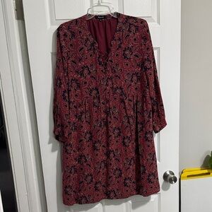 Madewell Burgundy and Navy Floral Dress